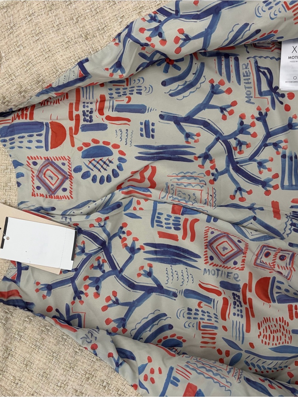 MOTHER Cream Fringe Tweed Bomber Jacket - Picture 8 of 9